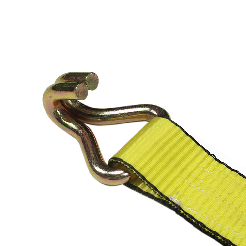 สายรัดกว้านสีเหลืองขนาด 2 นิ้วพร้อม J-Hook คู่