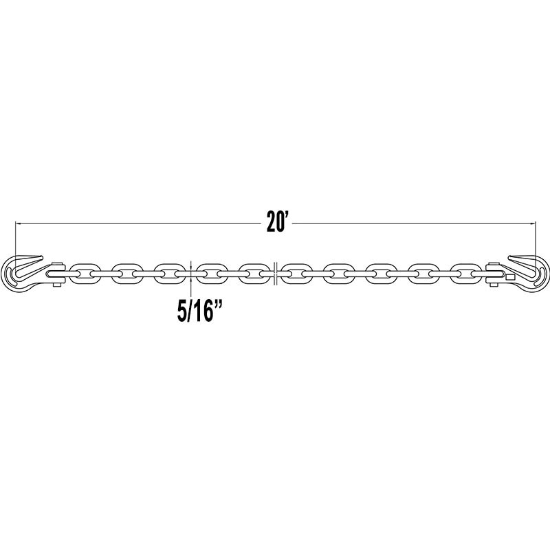 ชุดประกอบโซ่ยึด 516 พร้อมตะขอเกี่ยว Clevis - เกรด 80